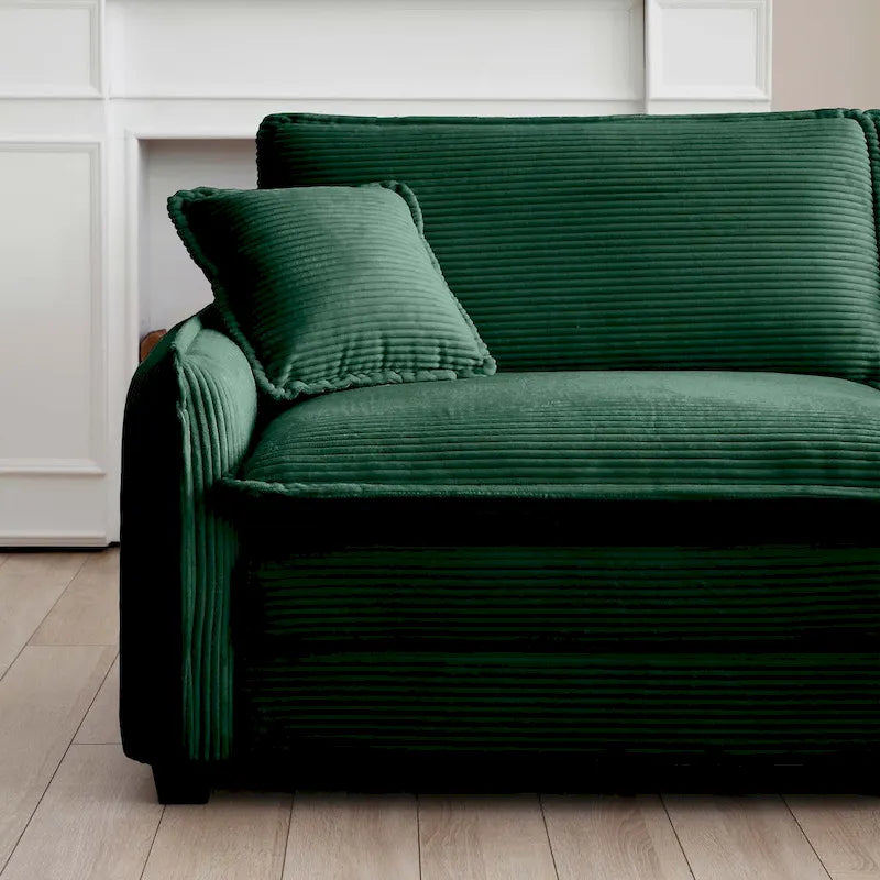 Divano componibile letto modulare a 6 pezzi rivestito in velluto a coste con 3 pouf rimovibili e 5 cuscini