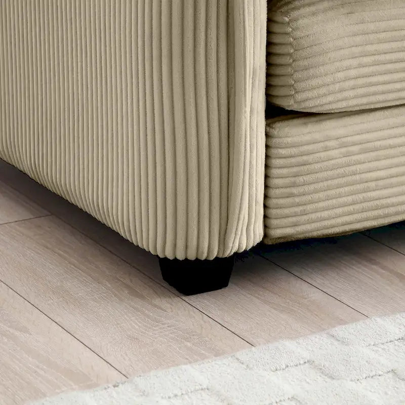 Divano componibile letto modulare a 6 pezzi rivestito in velluto a coste con 3 pouf rimovibili e 5 cuscini