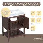 24 Mobile bagno moderno con lavabo in ceramica, struttura in legno e mobile con ripiani a giorno, adatto per cabina armadio, bagno
