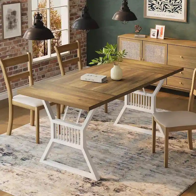 Tavolo da pranzo da cucina con gambe in metallo per 4-6 persone - N/A