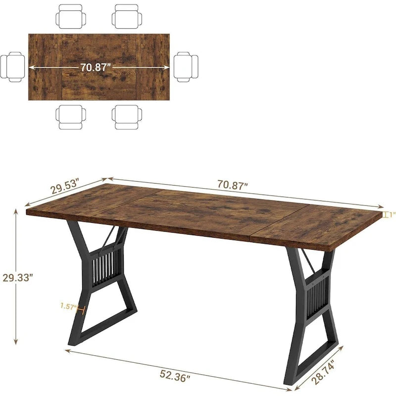 Tavolo da pranzo da cucina con gambe in metallo per 4-6 persone - N/A