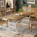 Tavolo da pranzo da cucina con gambe in metallo per 4-6 persone - N/A