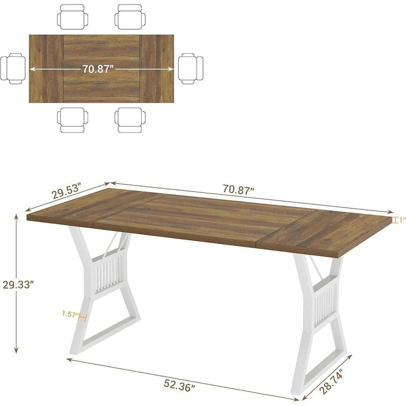 Tavolo da pranzo da cucina con gambe in metallo per 4-6 persone - N/A