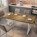 Tavolo da pranzo da cucina con gambe in metallo per 4-6 persone - N/A
