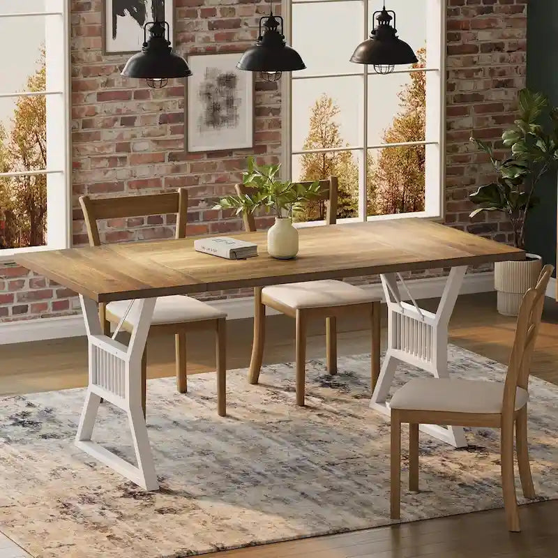 Tavolo da pranzo da cucina con gambe in metallo per 4-6 persone - N/A
