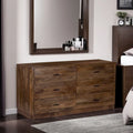 Tao 6 Drawers Dresser, Mango Wood, Walnut Finish, 60