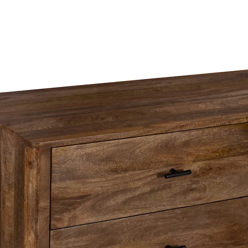 Comò a 6 cassetti Tao, legno di mango, finitura noce, 60