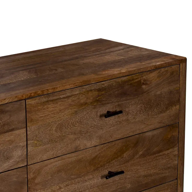 Comò a 6 cassetti Tao, legno di mango, finitura noce, 60