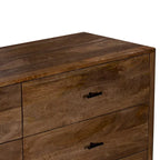 Comò a 6 cassetti Tao, legno di mango, finitura noce, 60