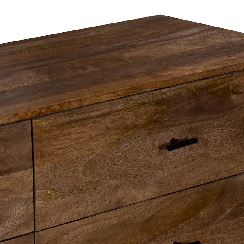 Comò a 6 cassetti Tao, legno di mango, finitura noce, 60