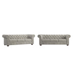 Divano Chesterfield Gdansk con braccioli arrotolati trapuntati
