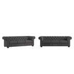 Divano Chesterfield Gdansk con braccioli arrotolati trapuntati