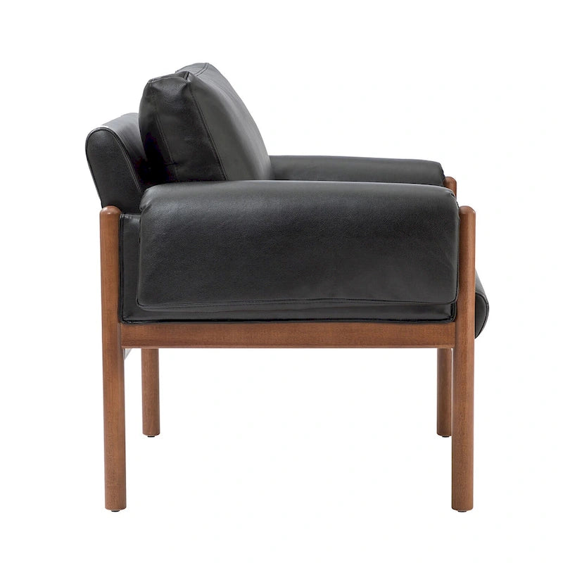 Comoda poltrona da salotto lucida con base in legno massello