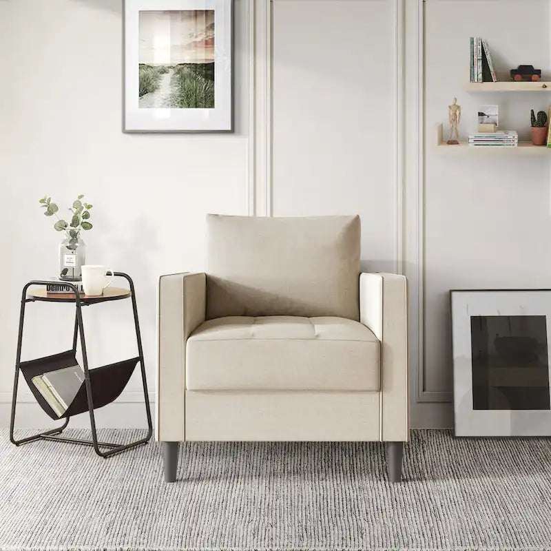 Set di 3 mobili da soggiorno contemporanei minimalisti rivestiti in lino