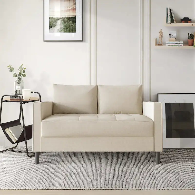 Set di 3 mobili da soggiorno contemporanei minimalisti rivestiti in lino