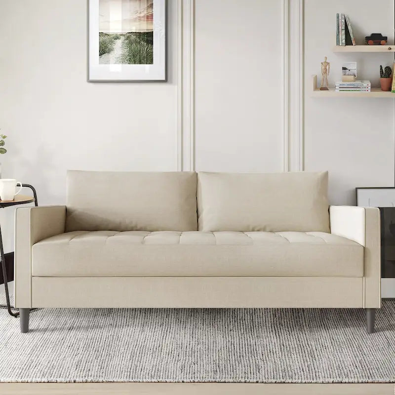 Set di 3 mobili da soggiorno contemporanei minimalisti rivestiti in lino