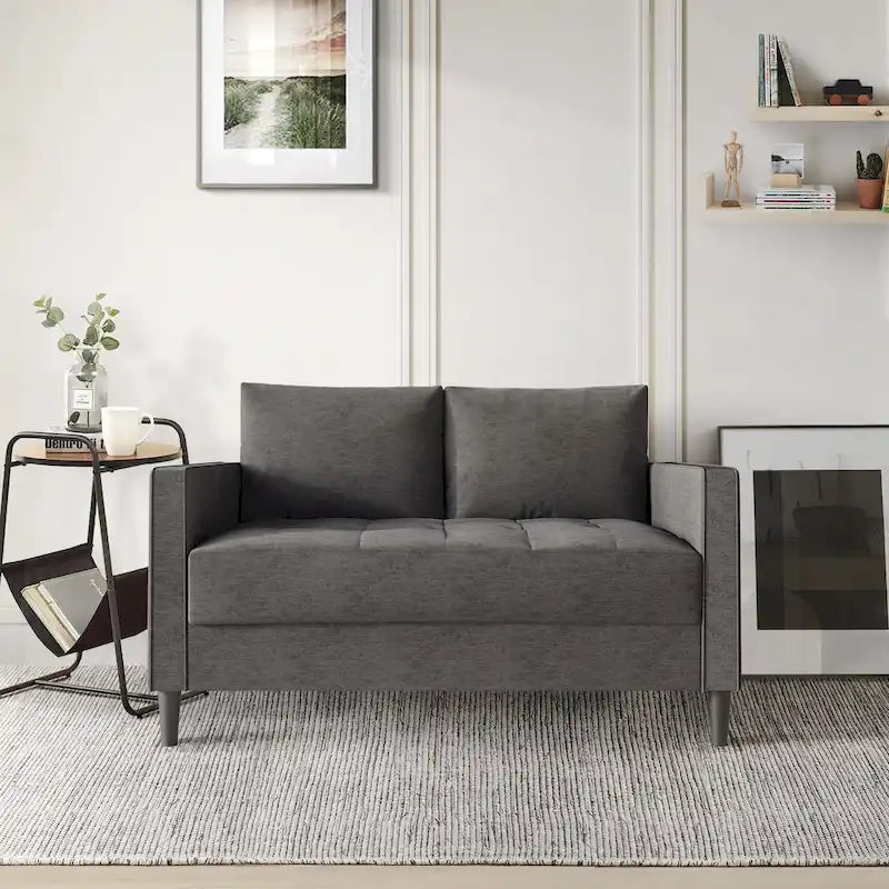 Set di 3 mobili da soggiorno contemporanei minimalisti rivestiti in lino
