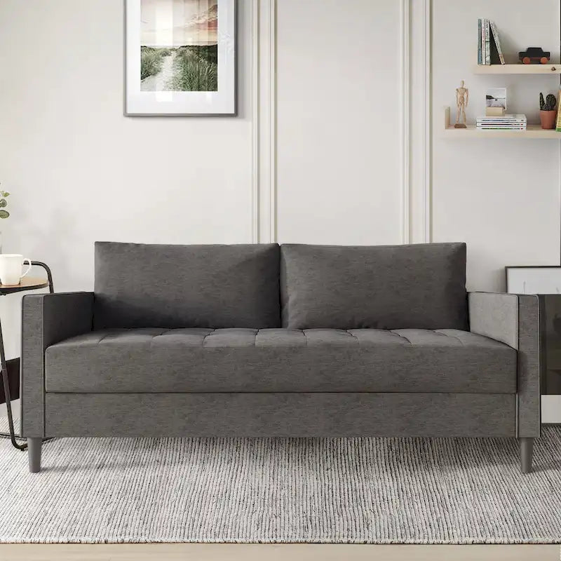 Set di 3 mobili da soggiorno contemporanei minimalisti rivestiti in lino