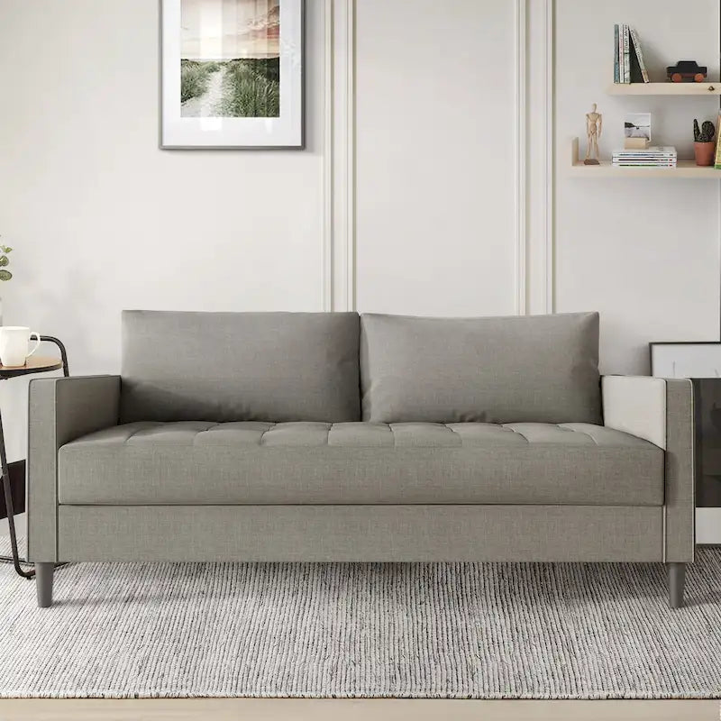 Set di 3 mobili da soggiorno contemporanei minimalisti rivestiti in lino