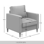 Set di 3 mobili da soggiorno contemporanei minimalisti rivestiti in lino
