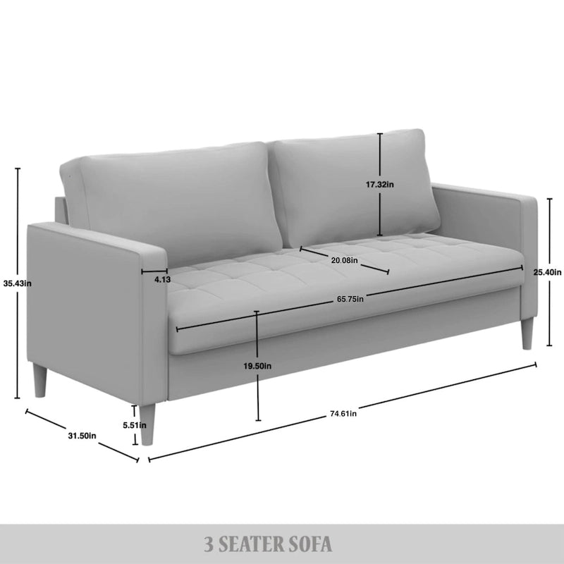 Set di 3 mobili da soggiorno contemporanei minimalisti rivestiti in lino