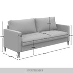 Set di 3 mobili da soggiorno contemporanei minimalisti rivestiti in lino