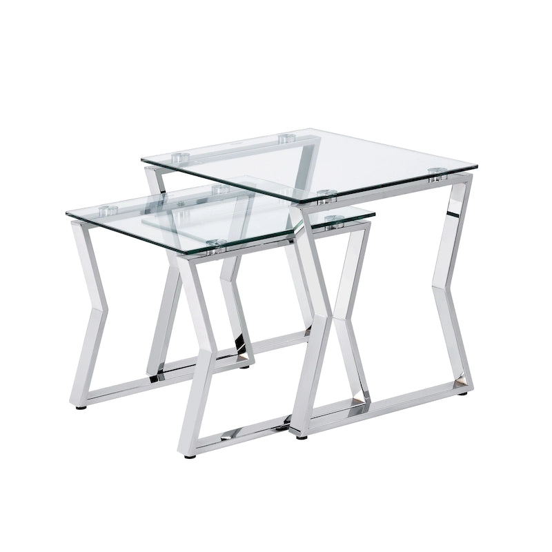 Tavolini Morfell Contemporary con piano in vetro da 20 pollici, set da 2 pezzi