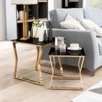 Tavolini Morfell Contemporary con piano in vetro da 20 pollici, set da 2 pezzi