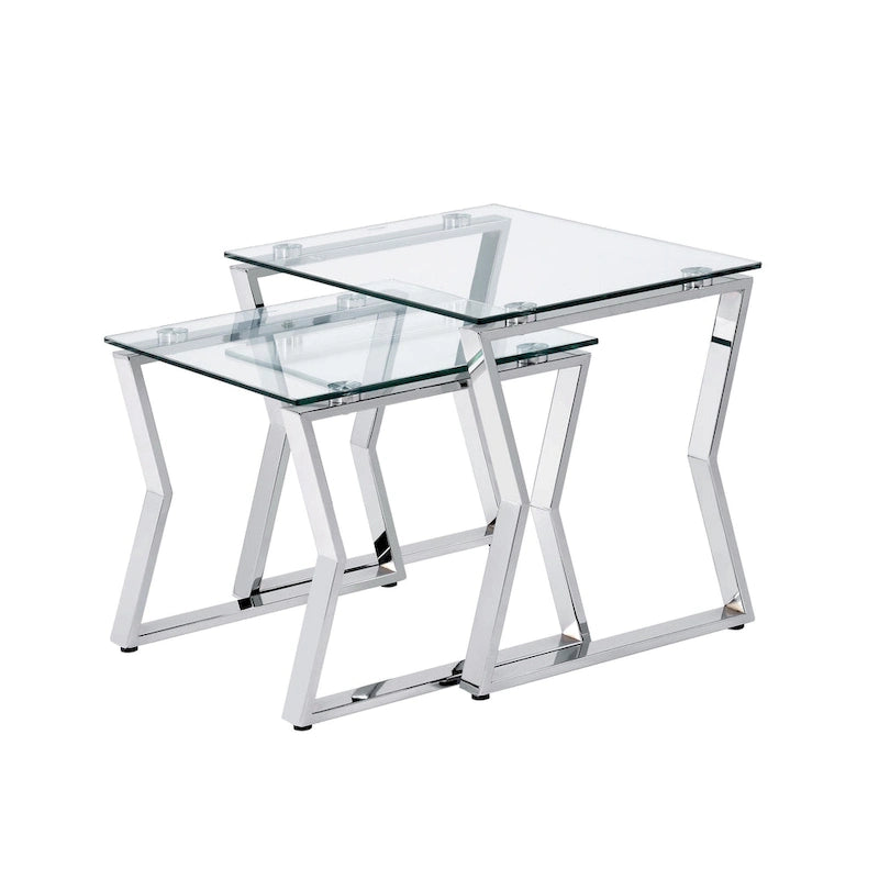Tavolini Morfell Contemporary con piano in vetro da 20 pollici, set da 2 pezzi