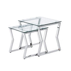 Tavolini Morfell Contemporary con piano in vetro da 20 pollici, set da 2 pezzi