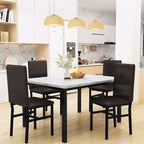 Set da pranzo Mieres 5 pezzi con tavolo in finto marmo e 4 sedie imbottite in pelle sintetica PU