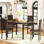 Set da pranzo Mieres 5 pezzi con tavolo in finto marmo e 4 sedie imbottite in pelle sintetica PU