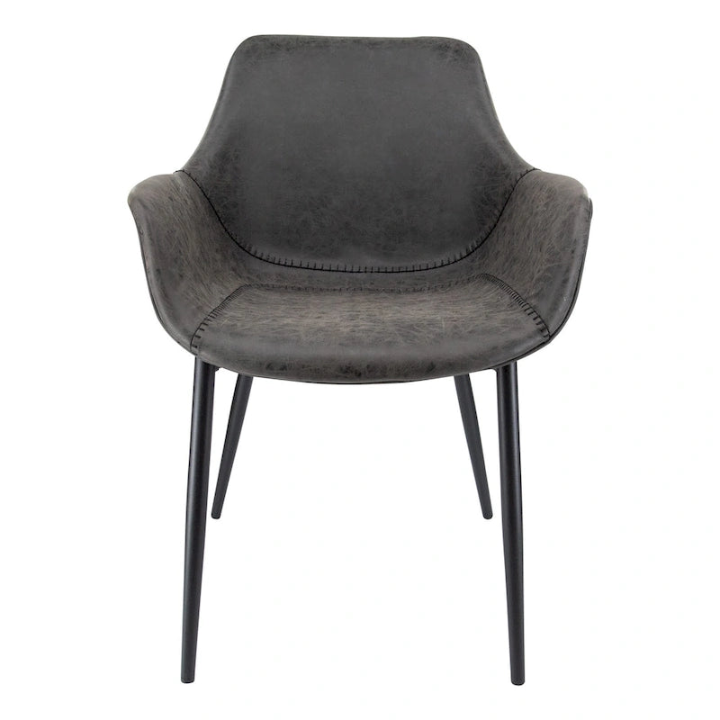 Sedia da pranzo con braccioli e gambe in metallo, set da 2 - Verde oliva - 24,5Px25,2Lx33A