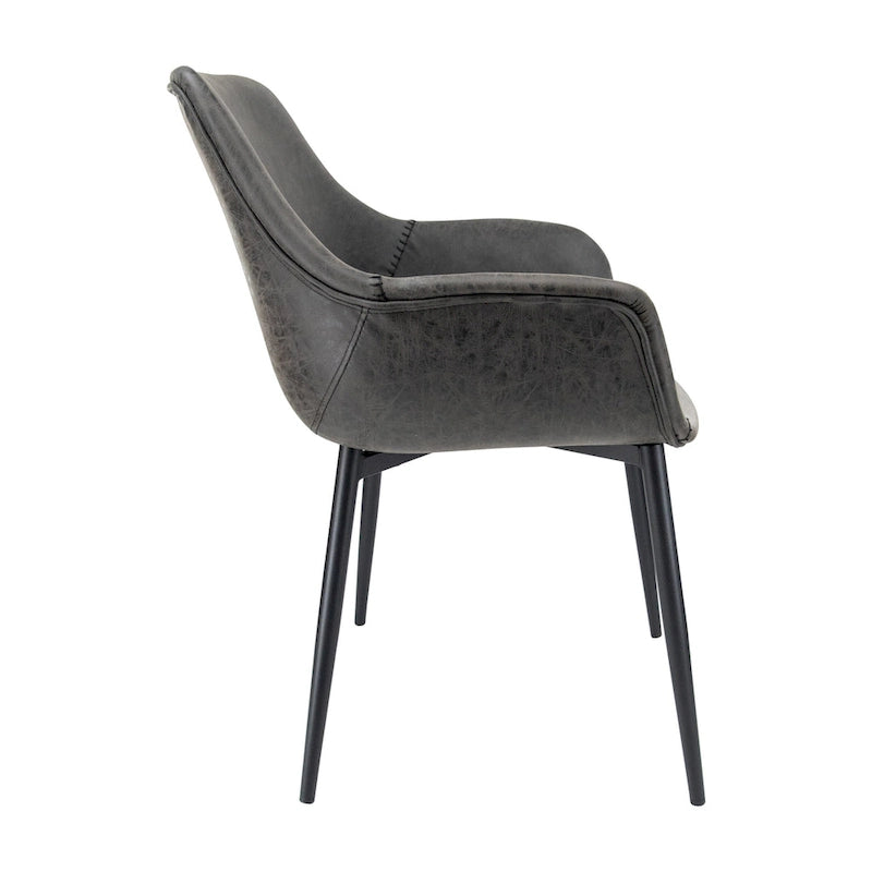 Sedia da pranzo con braccioli e gambe in metallo, set da 2 - Verde oliva - 24,5Px25,2Lx33A