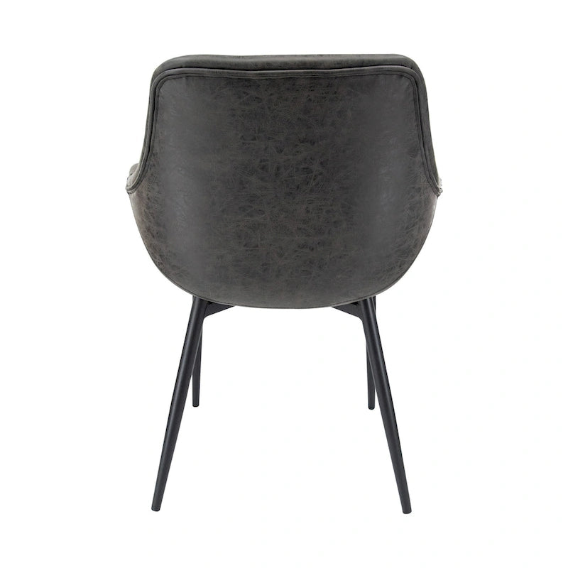 Sedia da pranzo con braccioli e gambe in metallo, set da 2 - Verde oliva - 24,5Px25,2Lx33A