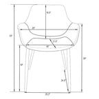 Sedia da pranzo con braccioli e gambe in metallo, set da 2 - Verde oliva - 24,5Px25,2Lx33A