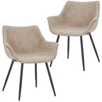 Sedia da pranzo con braccioli e gambe in metallo, set da 2 - Verde oliva - 24,5Px25,2Lx33A