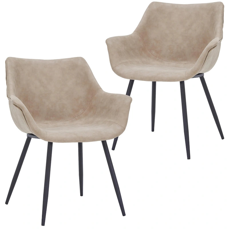 Sedia da pranzo con braccioli e gambe in metallo, set da 2 - Verde oliva - 24,5Px25,2Lx33A