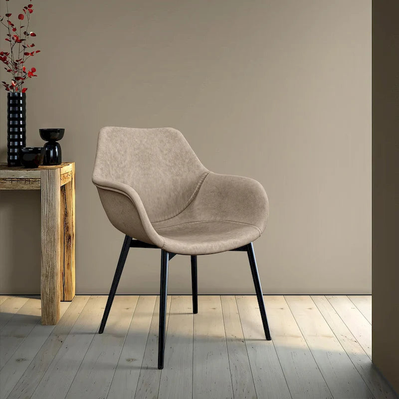 Sedia da pranzo con braccioli e gambe in metallo, set da 2 - Verde oliva - 24,5Px25,2Lx33A