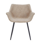 Sedia da pranzo con braccioli e gambe in metallo, set da 2 - Verde oliva - 24,5Px25,2Lx33A