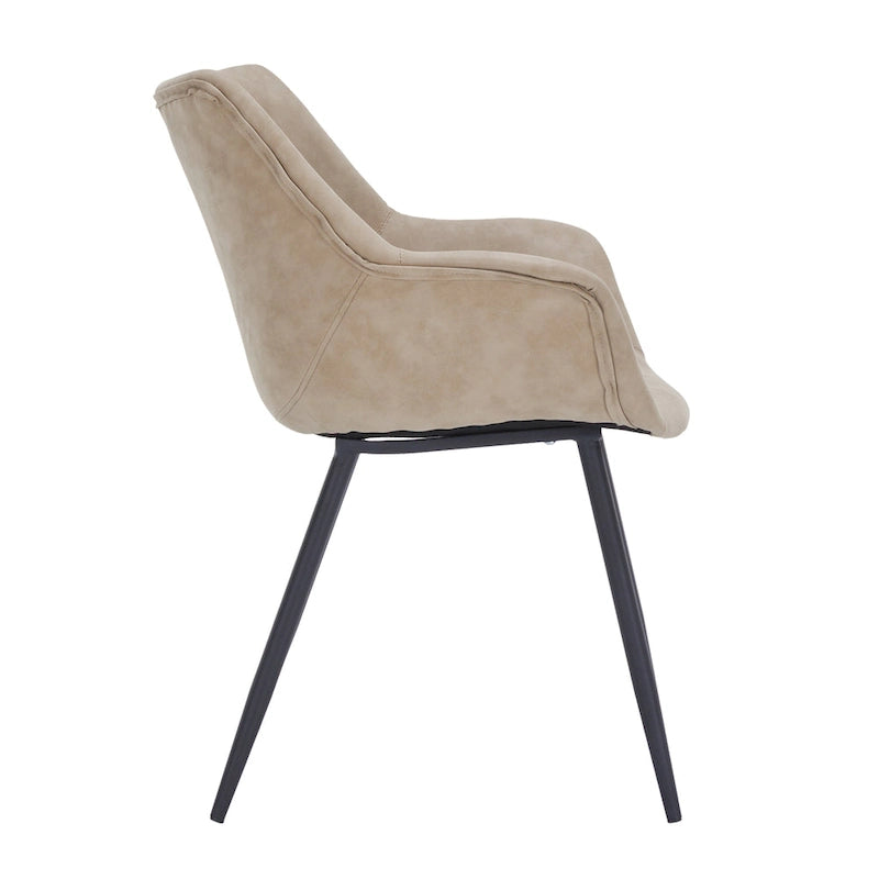 Sedia da pranzo con braccioli e gambe in metallo, set da 2 - Verde oliva - 24,5Px25,2Lx33A