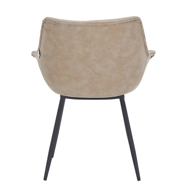 Sedia da pranzo con braccioli e gambe in metallo, set da 2 - Verde oliva - 24,5Px25,2Lx33A