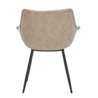 Sedia da pranzo con braccioli e gambe in metallo, set da 2 - Verde oliva - 24,5Px25,2Lx33A