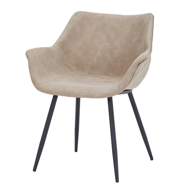 Sedia da pranzo con braccioli e gambe in metallo, set da 2 - Verde oliva - 24,5Px25,2Lx33A