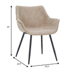 Sedia da pranzo con braccioli e gambe in metallo, set da 2 - Verde oliva - 24,5Px25,2Lx33A
