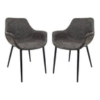 Sedia da pranzo con braccioli e gambe in metallo, set da 2 - Verde oliva - 24,5Px25,2Lx33A