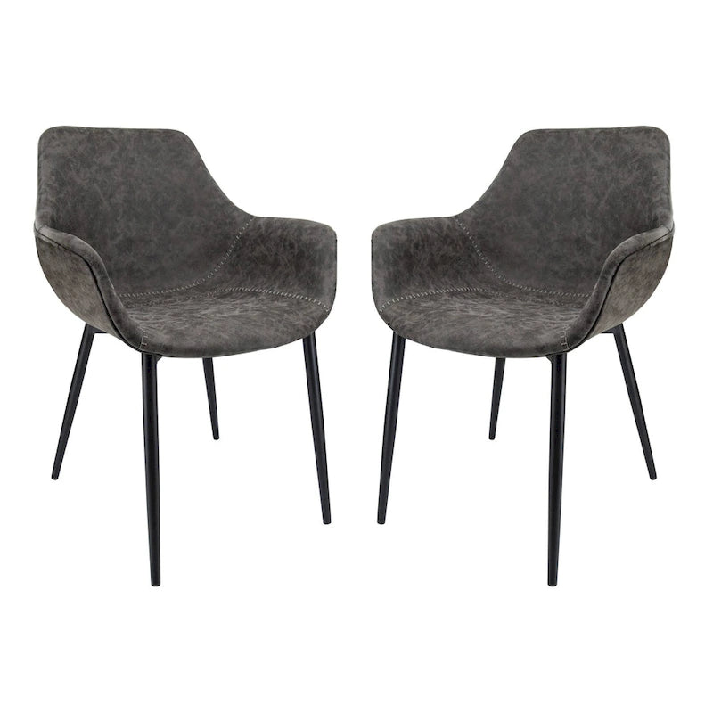 Sedia da pranzo con braccioli e gambe in metallo, set da 2 - Verde oliva - 24,5Px25,2Lx33A