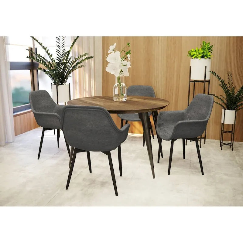 Sedia da pranzo con braccioli e gambe in metallo, set da 2 - Verde oliva - 24,5Px25,2Lx33A