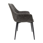 Sedia da pranzo con braccioli e gambe in metallo, set da 2 - Verde oliva - 24,5Px25,2Lx33A