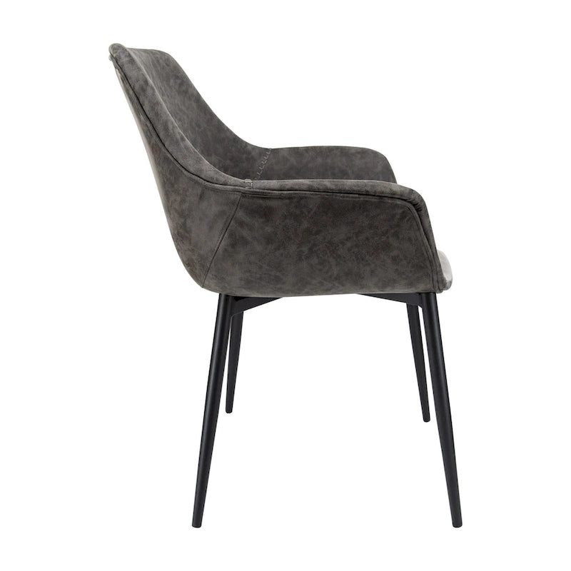 Sedia da pranzo con braccioli e gambe in metallo, set da 2 - Verde oliva - 24,5Px25,2Lx33A